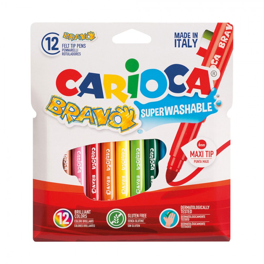 Feutre Carioca Tampon 2-en-1 set 12 couleurs sur