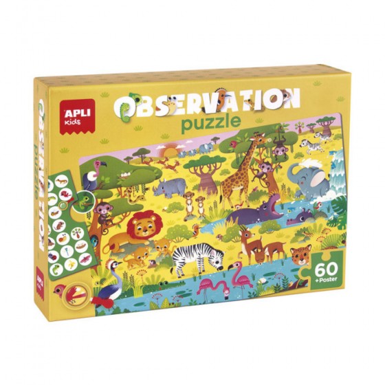 puzzle d'observation junior - jungle 60pcs