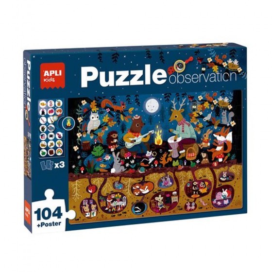 Puzzle Observation Foret 104 pièces