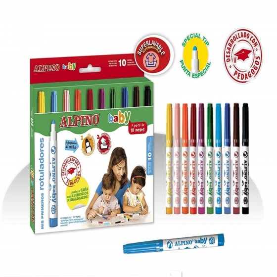 Alpino baby coffret 10 feutres de couleur